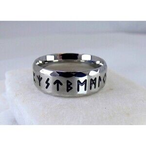 Men Norse Viking Runes Stainless Steel Ring Band Size 11